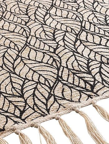 Tapis à franges 120x170 cm Kalinda noir coton jute