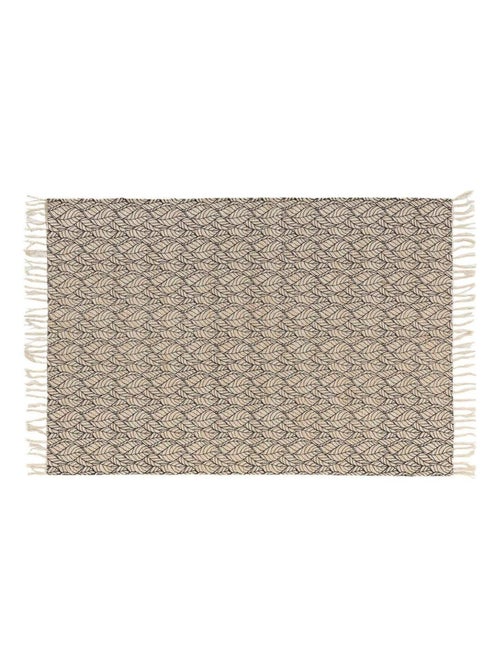 Tapis à franges 120x170 cm Kalinda noir coton jute - Kiabi