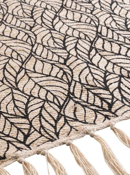 Tapis à franges 120x170 cm Kalinda noir coton jute - Kiabi