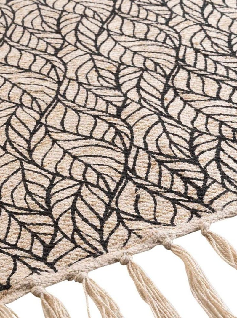 Tapis à franges 120x170 cm Kalinda noir coton jute Noir - Kiabi