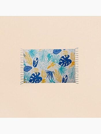 Tapis à franges en tissu motifs tropical 60x90cm