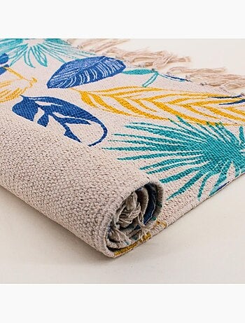Tapis à franges en tissu motifs tropical 60x90cm