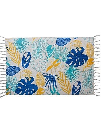 Tapis à franges en tissu motifs tropical 60x90cm