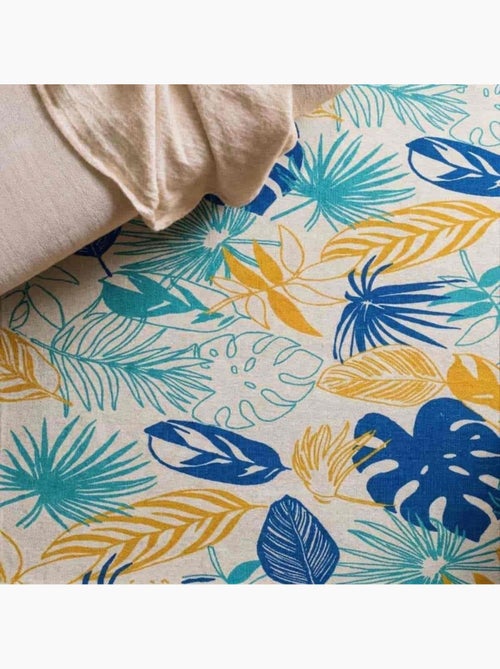 Tapis à franges en tissu motifs tropical 60x90cm - Kiabi