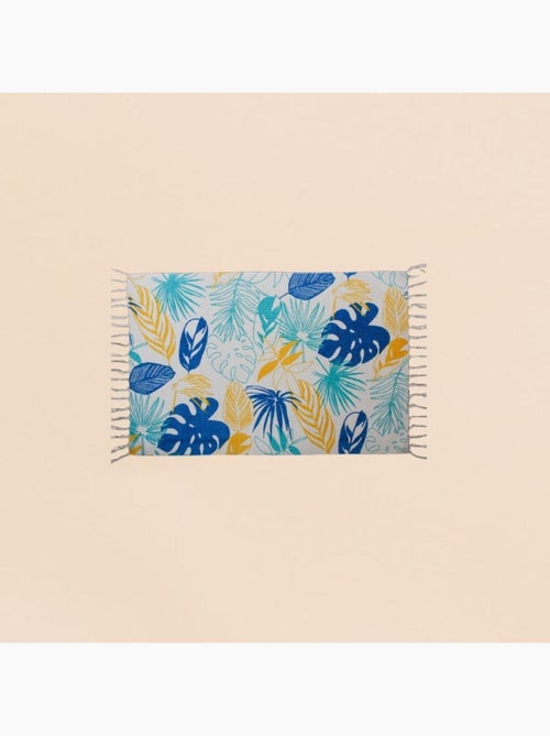 Tapis à franges en tissu motifs tropical 60x90cm - Kiabi