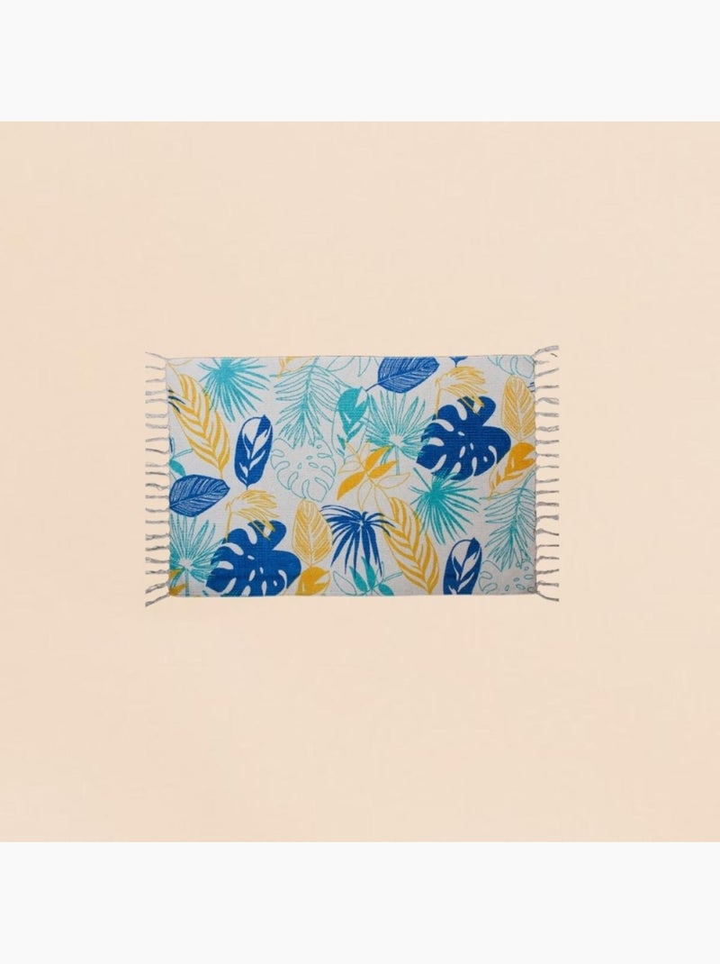 Tapis à franges en tissu motifs tropical 60x90cm Beige - Kiabi