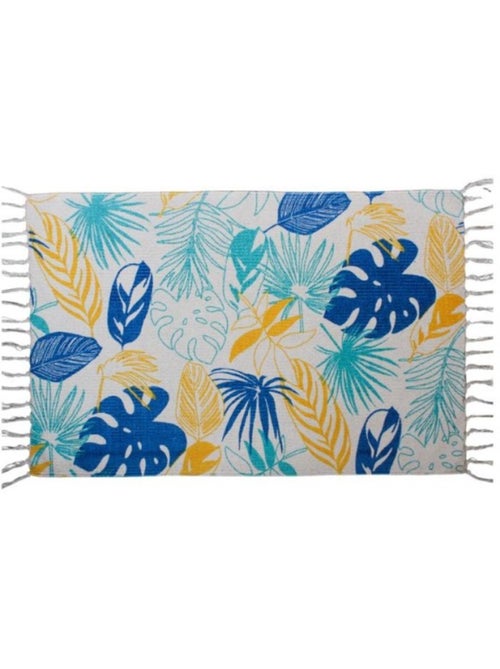 Tapis à franges en tissu motifs tropical 60x90cm - Kiabi