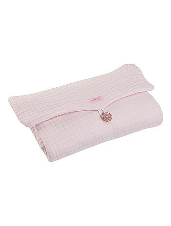 Tapis à langer Catimini pour bébé - Facilement repliable - 100% Coton - Rose et blanc