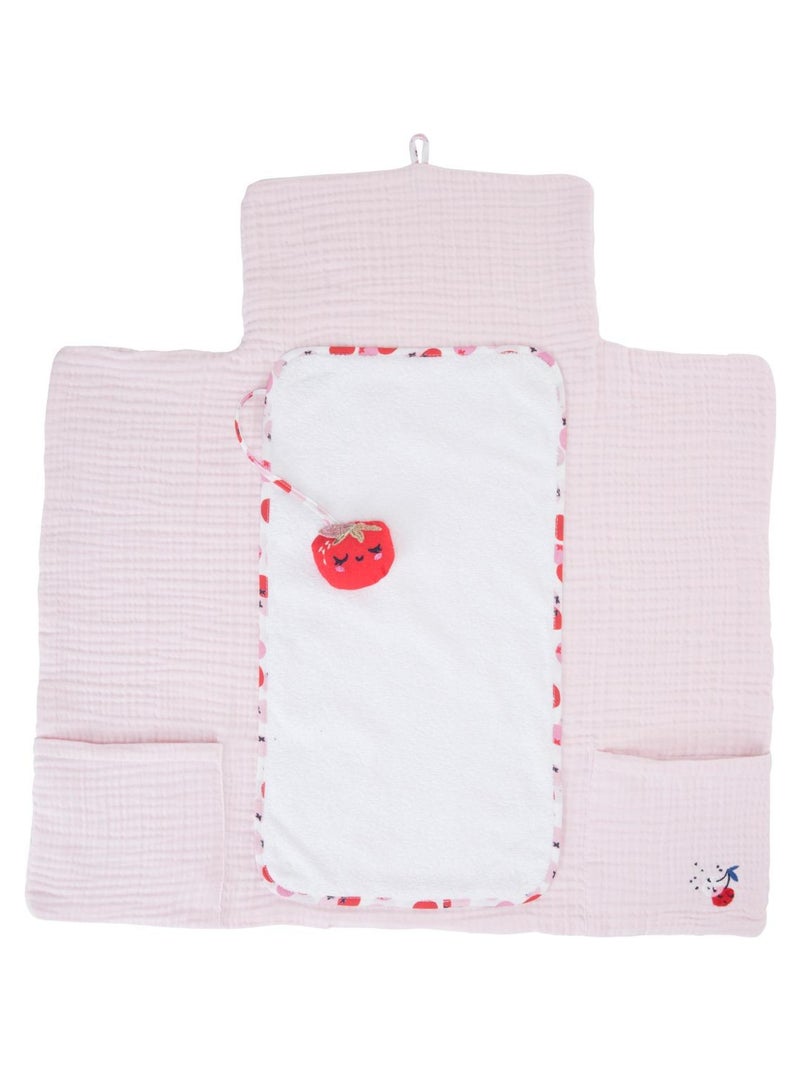 Tapis à langer Catimini pour bébé - Facilement repliable - 100% Coton - Rose et blanc Rose - Kiabi