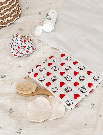 Tapis À Langer Nomade Bébé Enfant 70×50 cm - Hello Kitty - Pochettes Rangement Zippées Intégrées
