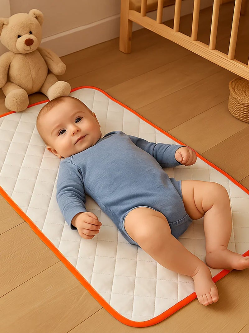 Tapis à Langer Nomade en Coton Bio Fraise Rouge - Kiabi
