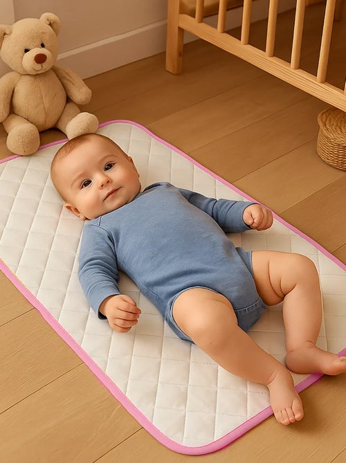 Tapis à Langer Nomade en Coton Bio Rose - Kiabi