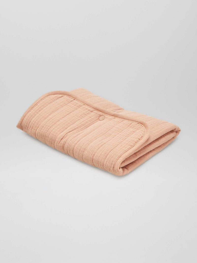 Tapis à langer nomade en double gaze de coton Marron - Kiabi