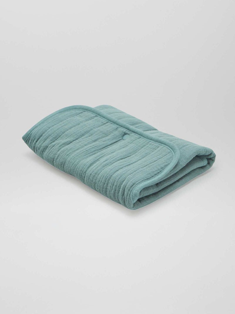 Tapis à langer nomade en double gaze de coton Vert - Kiabi