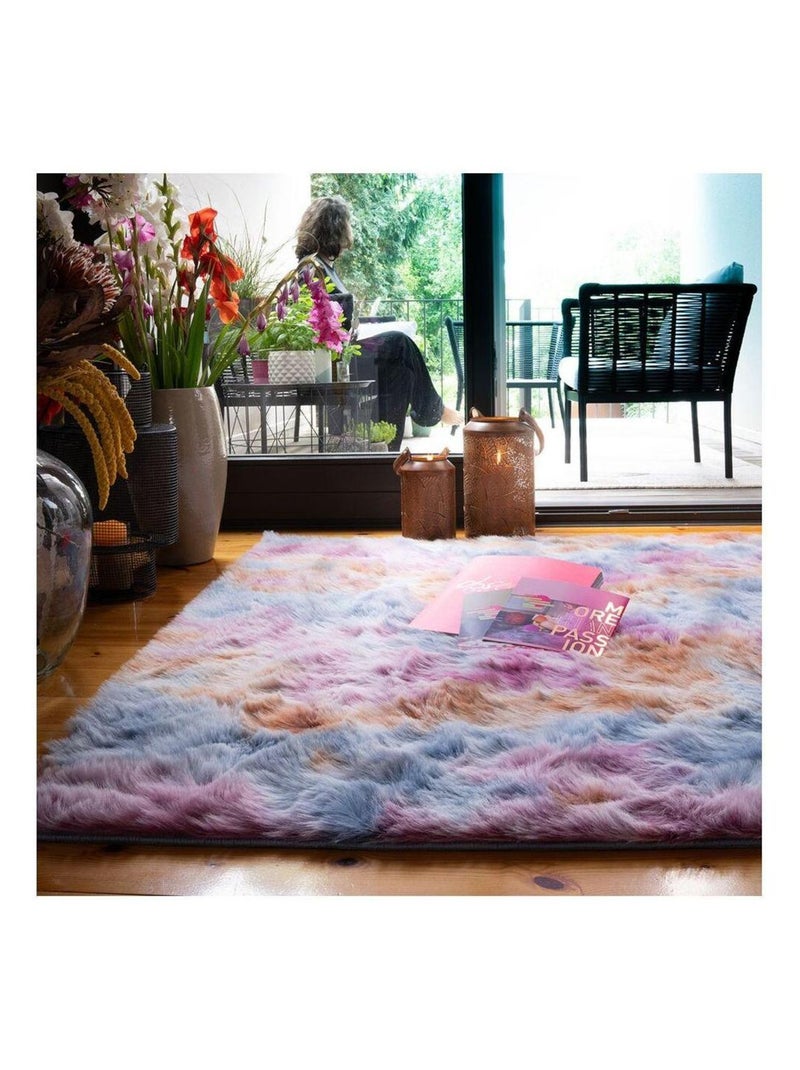 Tapis à longues mèches multicolore doux design Smooth Multicolore - Kiabi