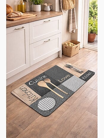 Tapis a motifs en patchwork 45 x 75 cm Cantine