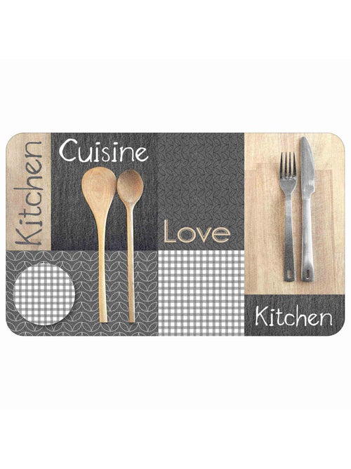 Tapis a motifs en patchwork 45 x 75 cm Cantine - Kiabi