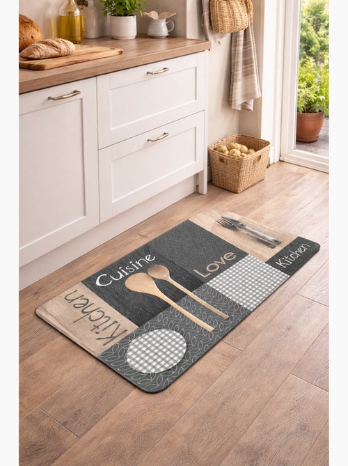 Tapis a motifs en patchwork 45 x 75 cm Cantine - Kiabi