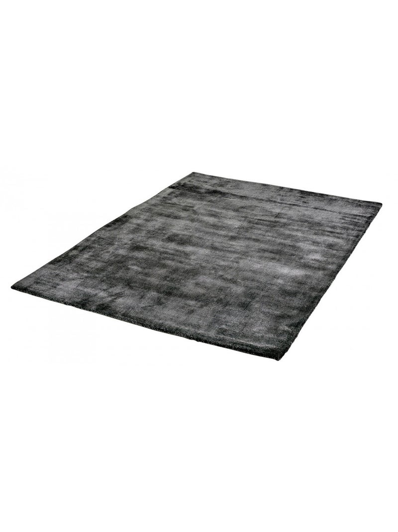 Tapis à poils court en Tencel anti-tâches Vanity Noir Gris anthracite - Kiabi