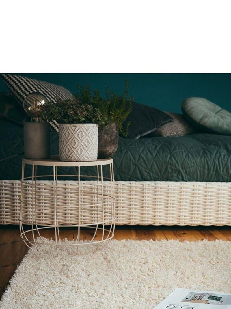 Tapis à poils longs uni moderne Bingo Ecru - Kiabi