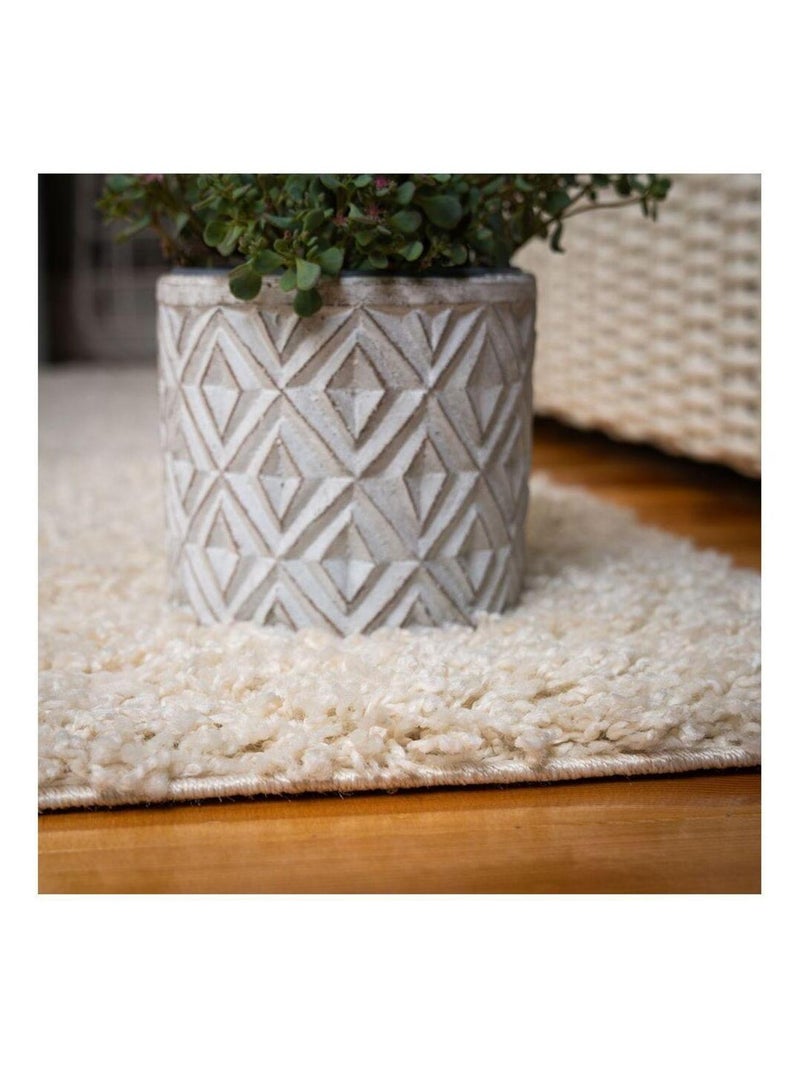 Tapis à poils longs uni moderne Bingo Ecru - Kiabi