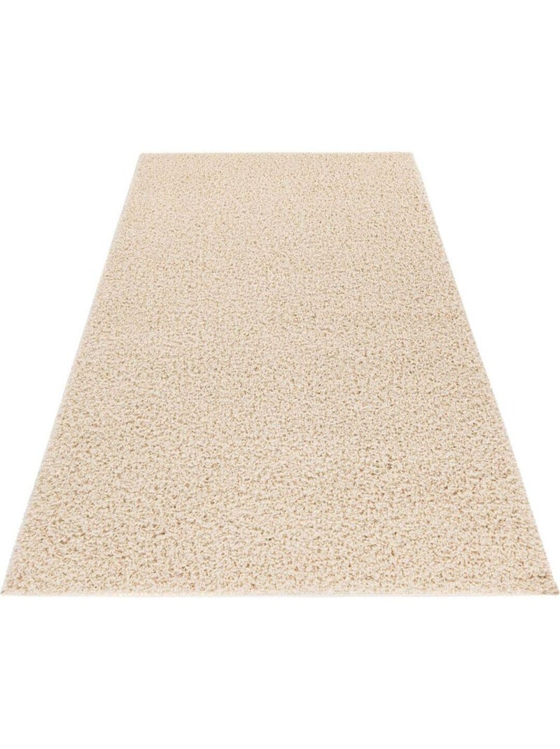 Tapis à poils longs uni moderne Bingo Ecru - Kiabi