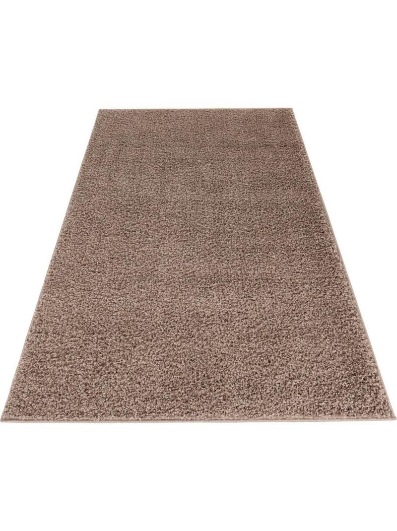 Tapis à poils longs uni moderne Bingo Taupe - Kiabi