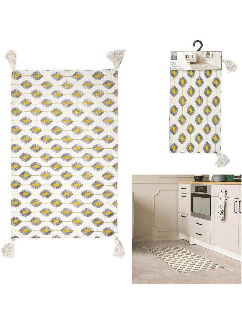 Tapis à pompons à motifs ZESTE Jaune - Kiabi
