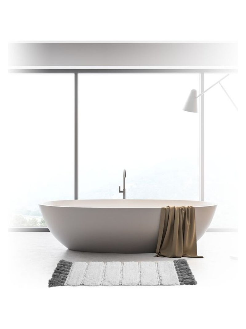 Tapis à pompons pour salle de bain Gris - Kiabi