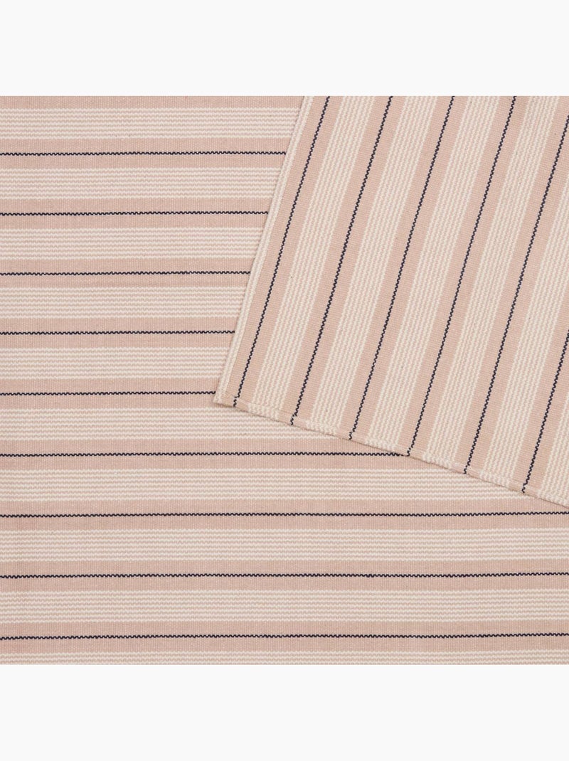 Tapis à rayures en coton antidérapant groove Bleu marine - Kiabi