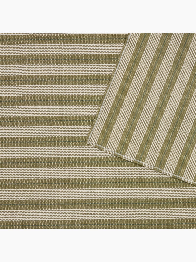 Tapis à rayures en coton antidérapant GROOVE Vert - Kiabi