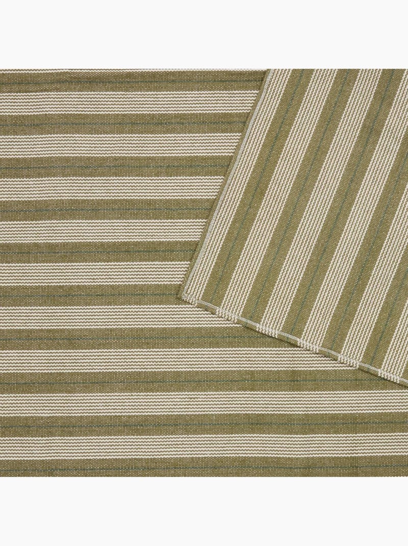 Tapis à rayures en coton antidérapant groove Vert - Kiabi