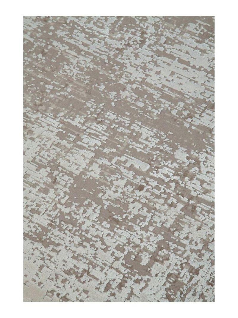 Tapis abstrait design avec franges poils ras Arone Ecru - Kiabi