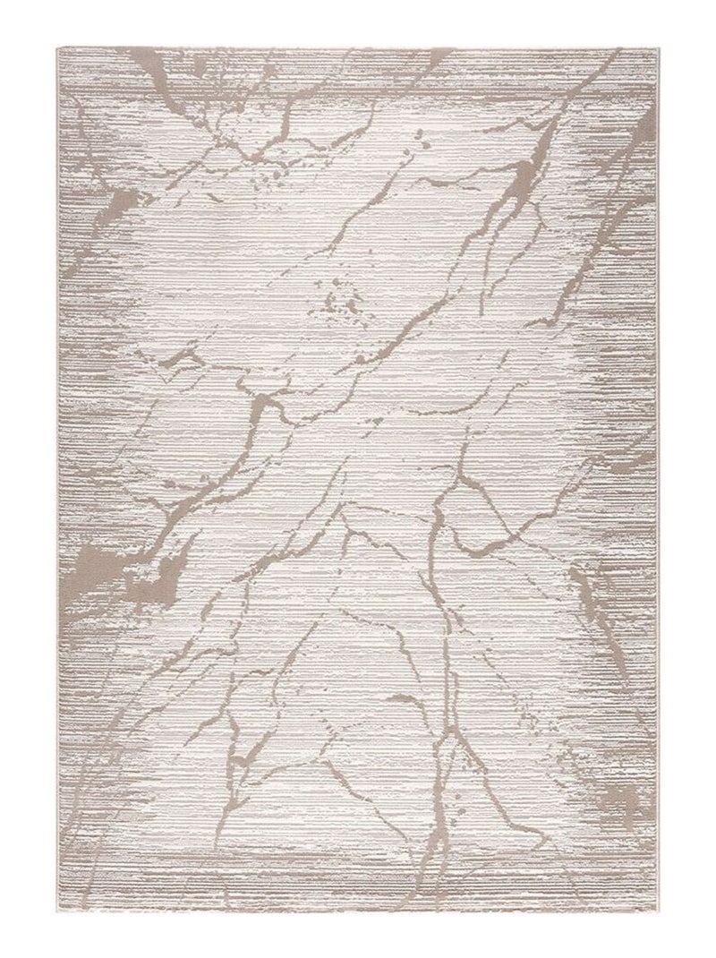 Tapis abstrait moderne courtes mèches Granite Beige - Kiabi