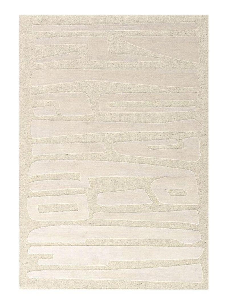 Tapis abstrait moderne laine et viscose Lacis Ivoire - Kiabi