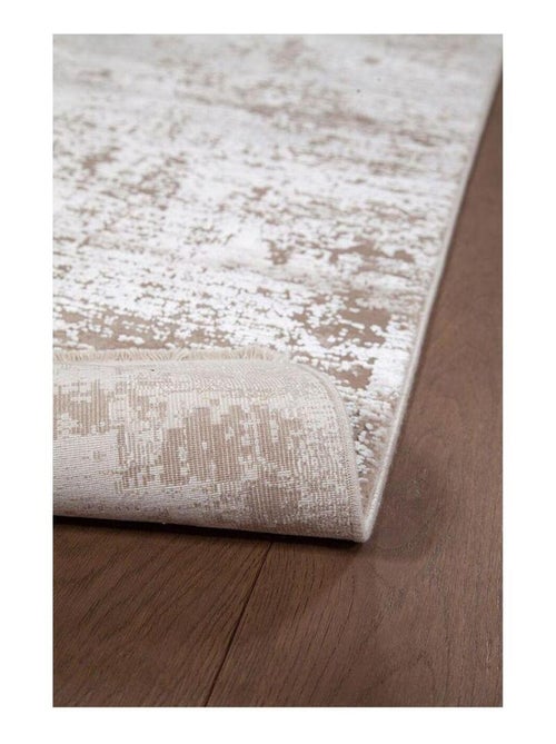 Tapis abstrait moderne poils ras avec franges Malone - Kiabi