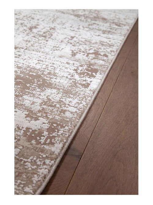 Tapis abstrait moderne poils ras avec franges Malone - Kiabi
