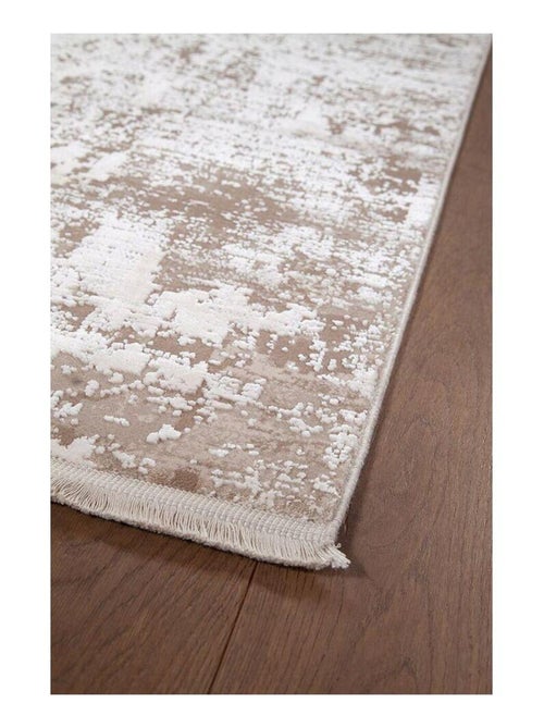 Tapis abstrait moderne poils ras avec franges Malone - Kiabi