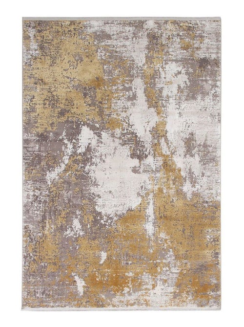 Tapis abstrait moderne poils ras avec franges Malone - Kiabi
