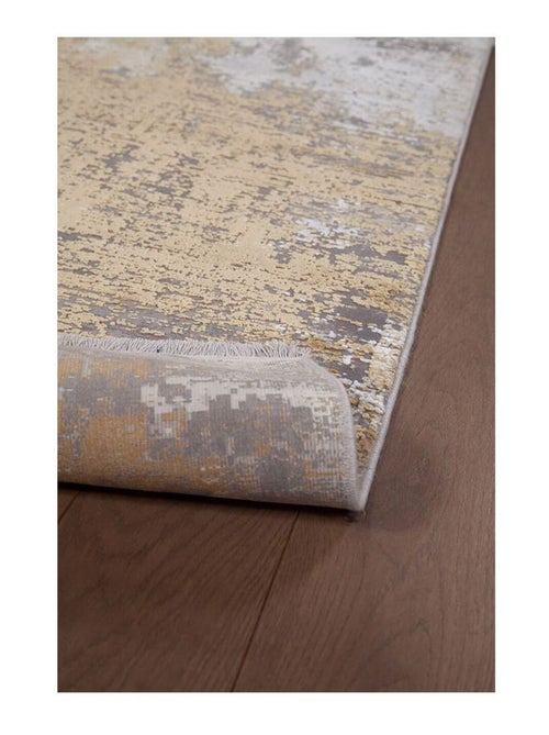 Tapis abstrait moderne poils ras avec franges Malone - Kiabi