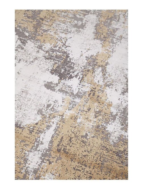 Tapis abstrait moderne poils ras avec franges Malone - Kiabi