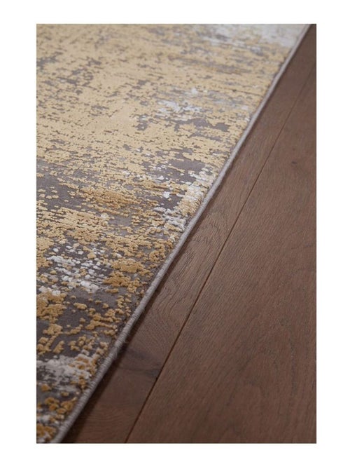 Tapis abstrait moderne poils ras avec franges Malone - Kiabi