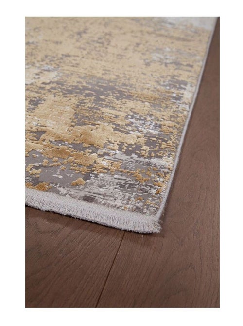 Tapis abstrait moderne poils ras avec franges Malone - Kiabi