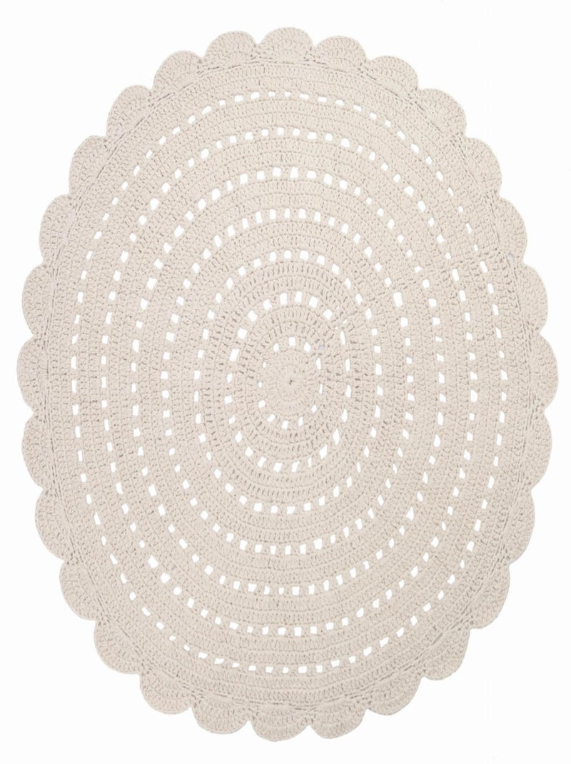 Tapis Alma Ecru Crochet en coton Beige gris - Kiabi