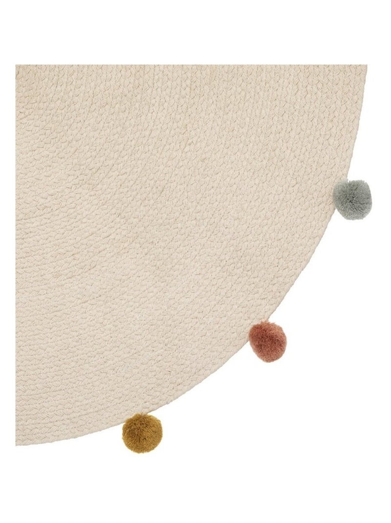 Tapis Arlequin pompons D90 Beige - Kiabi