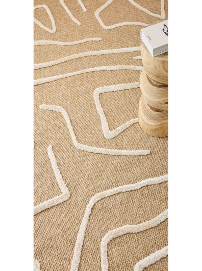 Tapis aspect jute - Palma - Motif géométrique Blanc - Kiabi