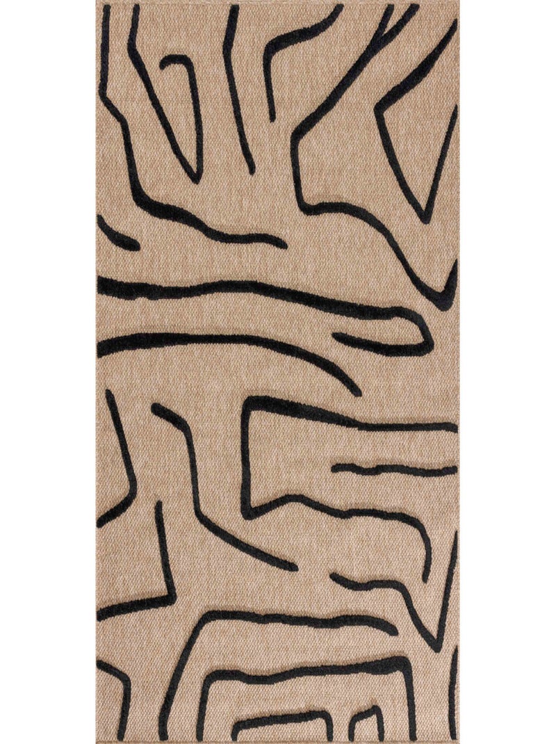 Tapis aspect jute - Palma - Motif géométrique Noir - Kiabi
