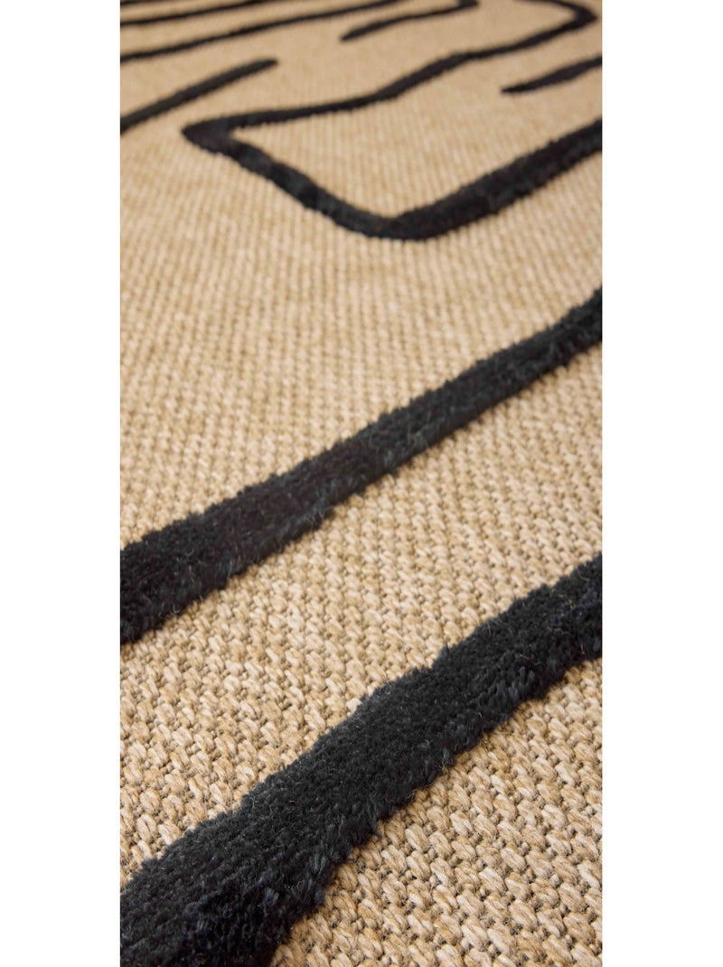 Tapis aspect jute - Palma - Motif géométrique Noir - Kiabi