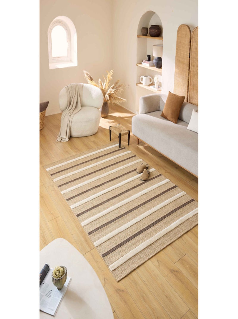 Tapis aspect jute - Palma - Motif zèbre Blanc - Kiabi