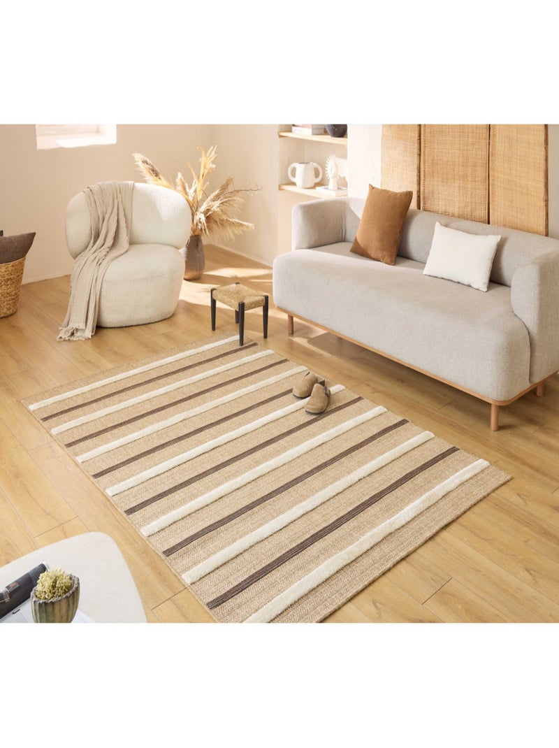 Tapis aspect jute - Palma - Motif zèbre Blanc - Kiabi